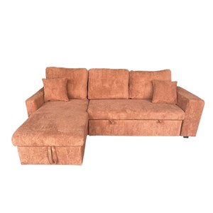 Glasgow canapé d'angle convertible 4 places avec coffre en velours côtelé terrac