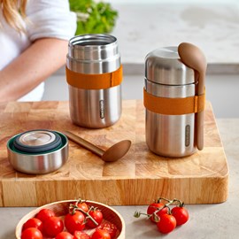 Food flask isotherme-orange-400ml-anti-fuite-6h chaud  8h froid-avec cuillère