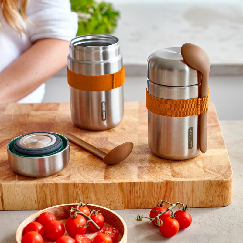 Food flask isotherme-orange-400ml-anti-fuite-6h chaud 8h froid-avec cuillère