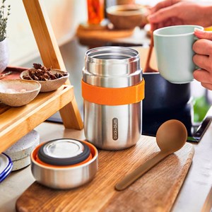 Food flask isotherme-orange-400ml-anti-fuite-6h chaud  8h froid-avec cuillère Orange