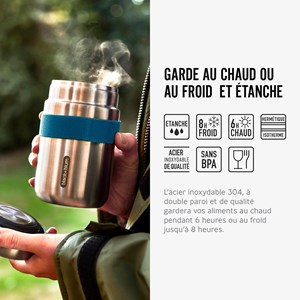Food flask isotherme-ocean-400ml-anti-fuite-6h chaud  8h froid-avec cuillère Océan