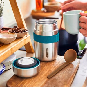 Food flask isotherme-ocean-400ml-anti-fuite-6h chaud  8h froid-avec cuillère Océan