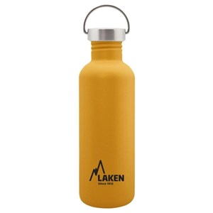 Gourde inox laken basic steel 1l jaune avec bouchon vintage