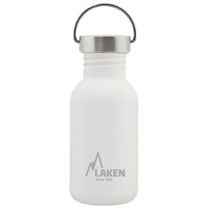 Gourde inox laken basic steel 0,5l blanche avec bouchon vintage