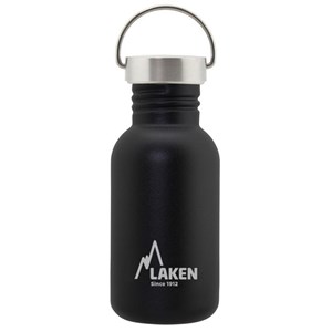 Gourde inox laken basic steel 0,5l noire avec bouchon vintage