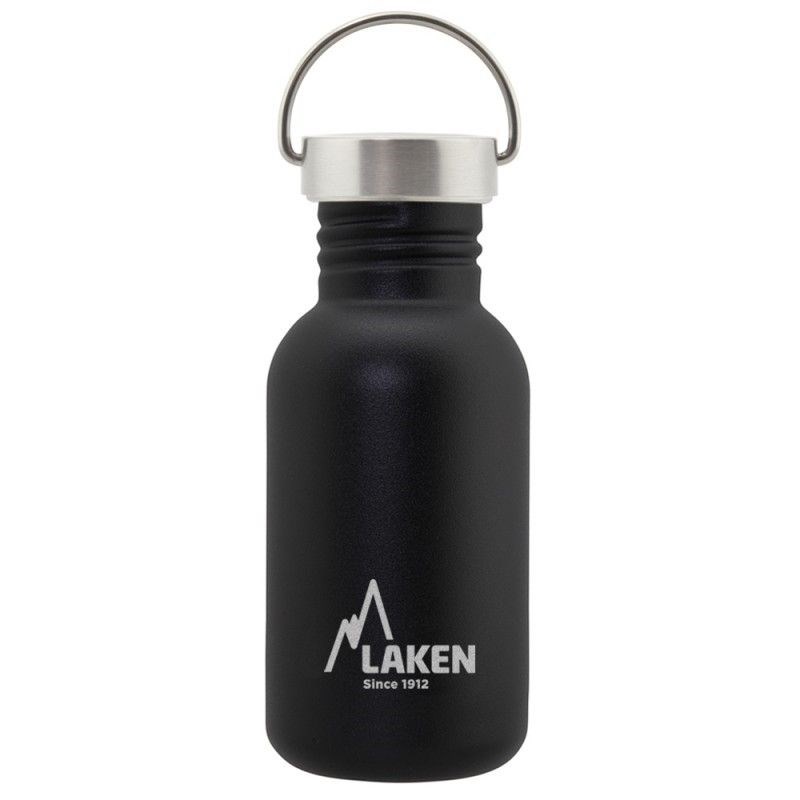 Gourde inox laken basic steel 0,5l noire avec bouchon vintage