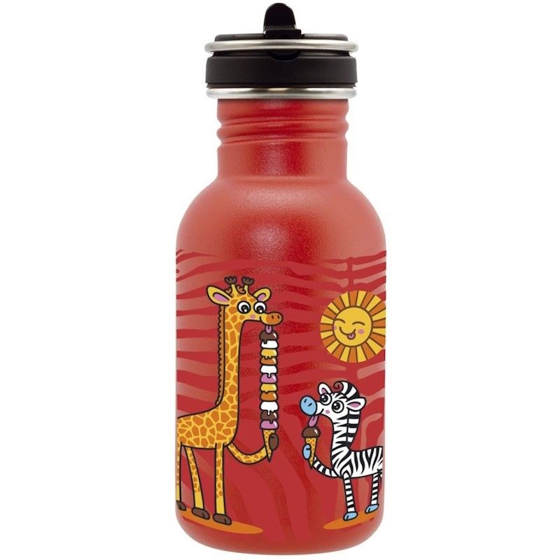 Gourde inox enfant laken basic steel 0,5l rouge avec bouchon flow