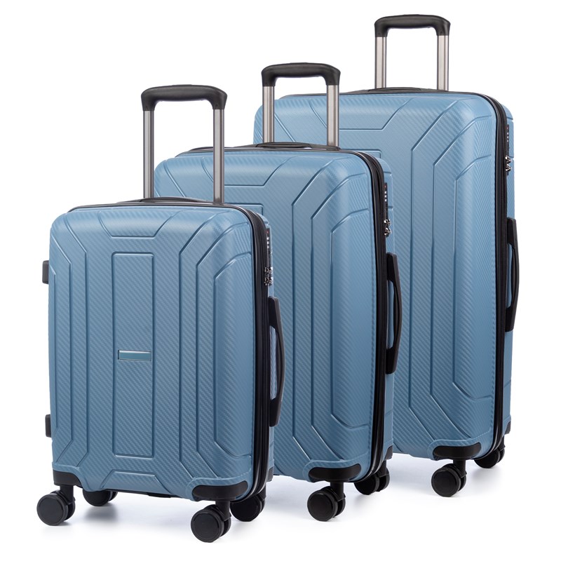 Jeu de 3 valises trolley extensibles en pp résistant aux chocs.