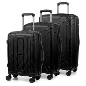 Jeu de 3 valises trolley expandables en pp résistant à la rupture.