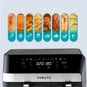 Friteuse à air sans huile duale, double panier 11l (7l+4l).