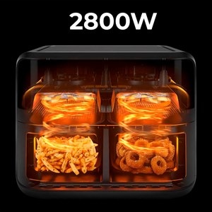 Friteuse à air sans huile duale, double panier 11l (7l+4l).