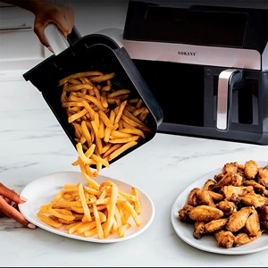 Friteuse à air sans huile duale, double panier 11l (7l+4l).