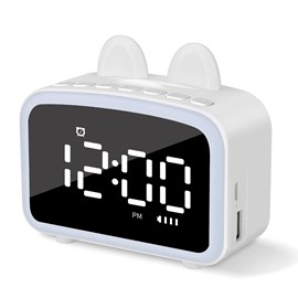 Réveil lcd avec lumière nocturne, haut-parleur bluetooth intégré, thermomètre.