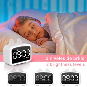 Réveil lcd avec lumière nocturne, haut-parleur bluetooth intégré, thermomètre.