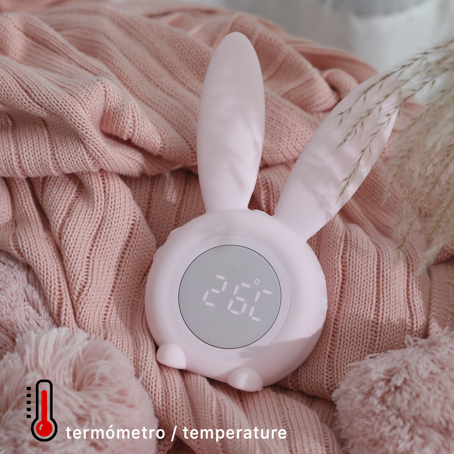 Veilleuse Rechargeable Enfant Réveil Numérique Lapin Mignon Pour Chambre D'Étudiant - Vert - Fonction Veilleuse Lapin Rechargeable