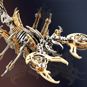Assemblage 3d en acier inoxydable. Modèle scorpion doré.