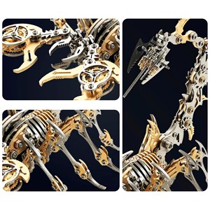 Assemblage 3d en acier inoxydable. Modèle scorpion doré.