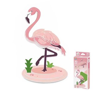 Puzzle 3d en carton en relief. Design de flamant.