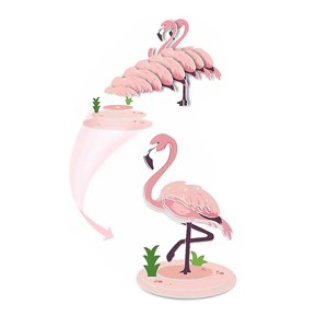 Puzzle 3d en carton en relief. Design de flamant.