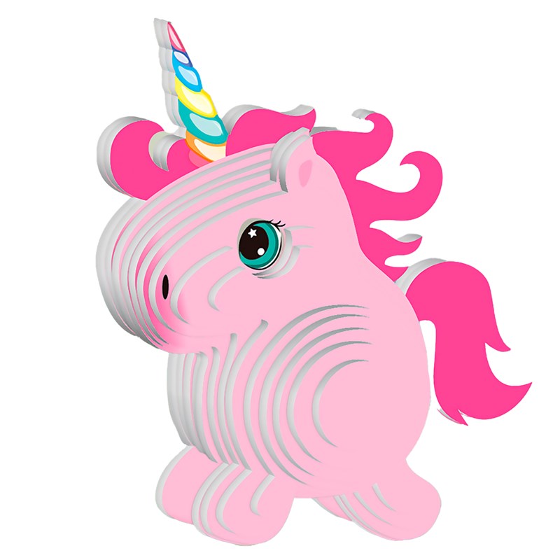 Puzzle 3d en carton en relief. Design de licorne.