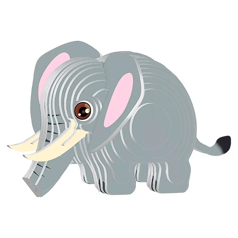 Puzzle 3d en carton avec relief. Design d'éléphant.
