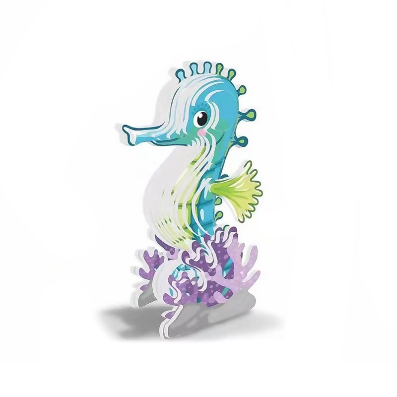 Puzzle 3d en carton avec relief. Design d'hippocampe.