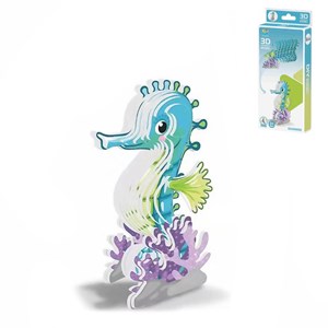 Puzzle 3d en carton avec relief. Design d'hippocampe.
