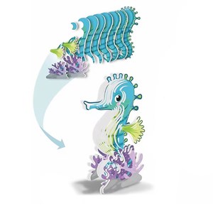 Puzzle 3d en carton avec relief. Design d'hippocampe.