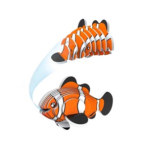 Puzzle 3d en carton en relief. Design de poisson clown.