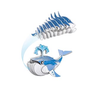 Puzzle 3d en carton en relief. Design de baleine bleue.