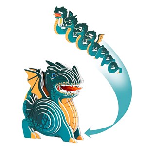 Puzzle 3d en carton en relief. Design de dragon.