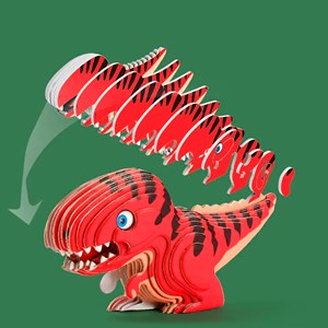 Puzzle 3d en carton avec relief. Conception de tyrannosaurus rex.