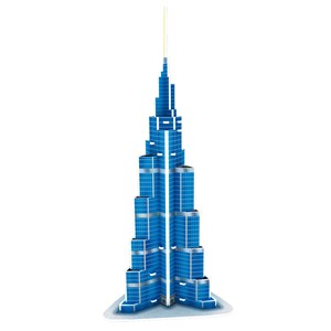 Puzzle 3d en carton de la gratte-ciel burj khalifa situé à dubaï. 51 pièces.
