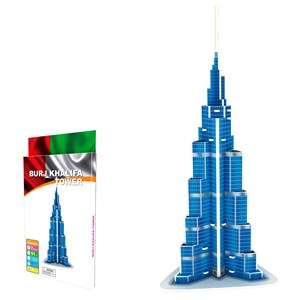 Puzzle 3d en carton de la gratte-ciel burj khalifa situé à dubaï. 51 pièces.