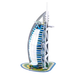 Puzzle 3d en carton de l'hôtel burj al arab situé à dubaï. 17 pièces.
