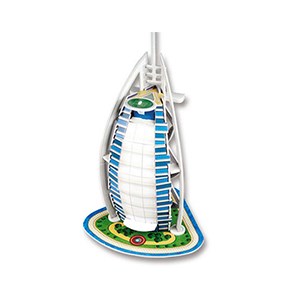Puzzle 3d en carton de l'hôtel burj al arab situé à dubaï. 17 pièces.