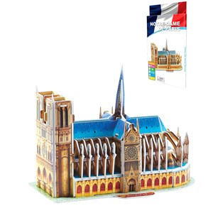 Puzle 3d en carton de la cathédrale de notre dame située à paris. 39 pièces.