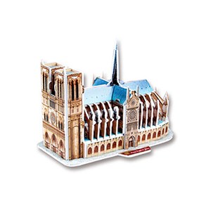 Puzle 3d en carton de la cathédrale de notre dame située à paris. 39 pièces.