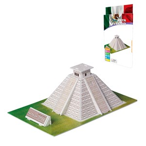 Puzzle 3d en carton d'un pyramide maya située au mexique. 19 pièces.