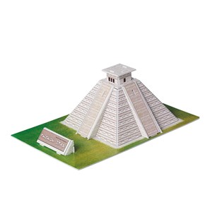 Puzzle 3d en carton d'un pyramide maya située au mexique. 19 pièces.