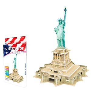 Puzzle 3d en carton de la statue de la liberte situee a new york. 22 pieces.