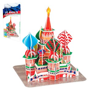 Puzzle 3d en carton de la cathedrale saint-basile situee a moscou. 39 pieces.