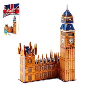 Puzzle 3d en carton du big ben situé à londres. 34 pièces.