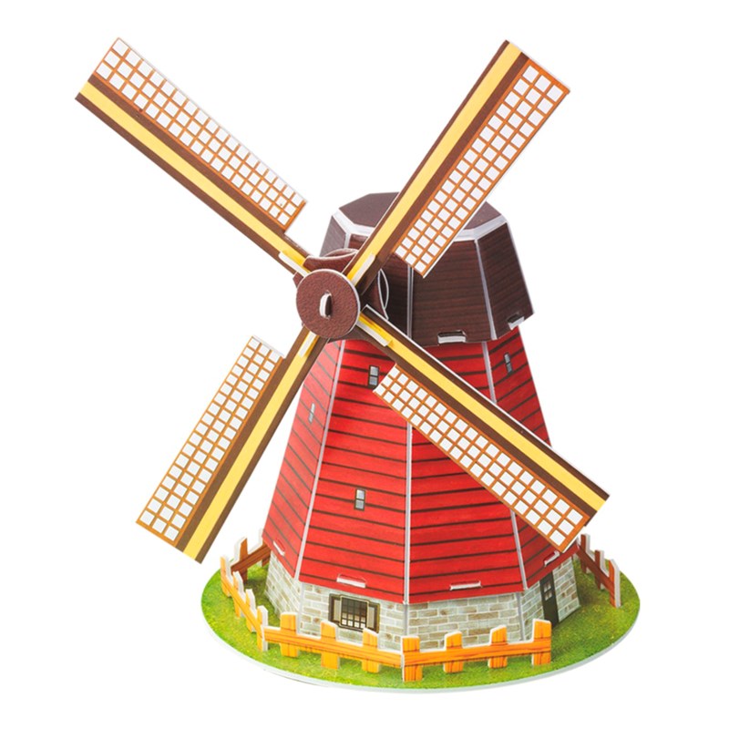 Puzle 3d en carton d'un moulin hollandais. 20 pièces.