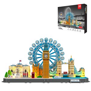 Puzzle 3d en carton de la ville de londres avec des lumières led. 106 pièces.