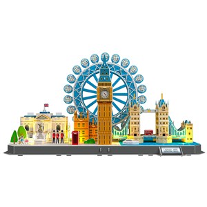 Puzzle 3d en carton de la ville de londres avec des lumières led. 106 pièces.