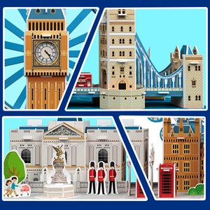 Puzzle 3d en carton de la ville de londres avec des lumières led. 106 pièces.