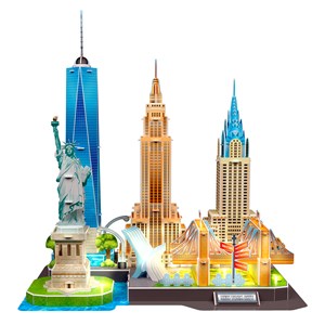 Puzzle 3d en carton de la ville de new york avec des lumières led. 101 pièces.
