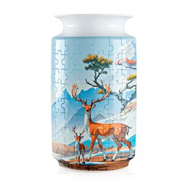 Puzzl? 3d en abs avec 162 pièces. Design vase traditionnel avec cerf.