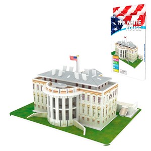Puzzle 3d en carton de la maison blanche aux états-unis. 35 pièces.